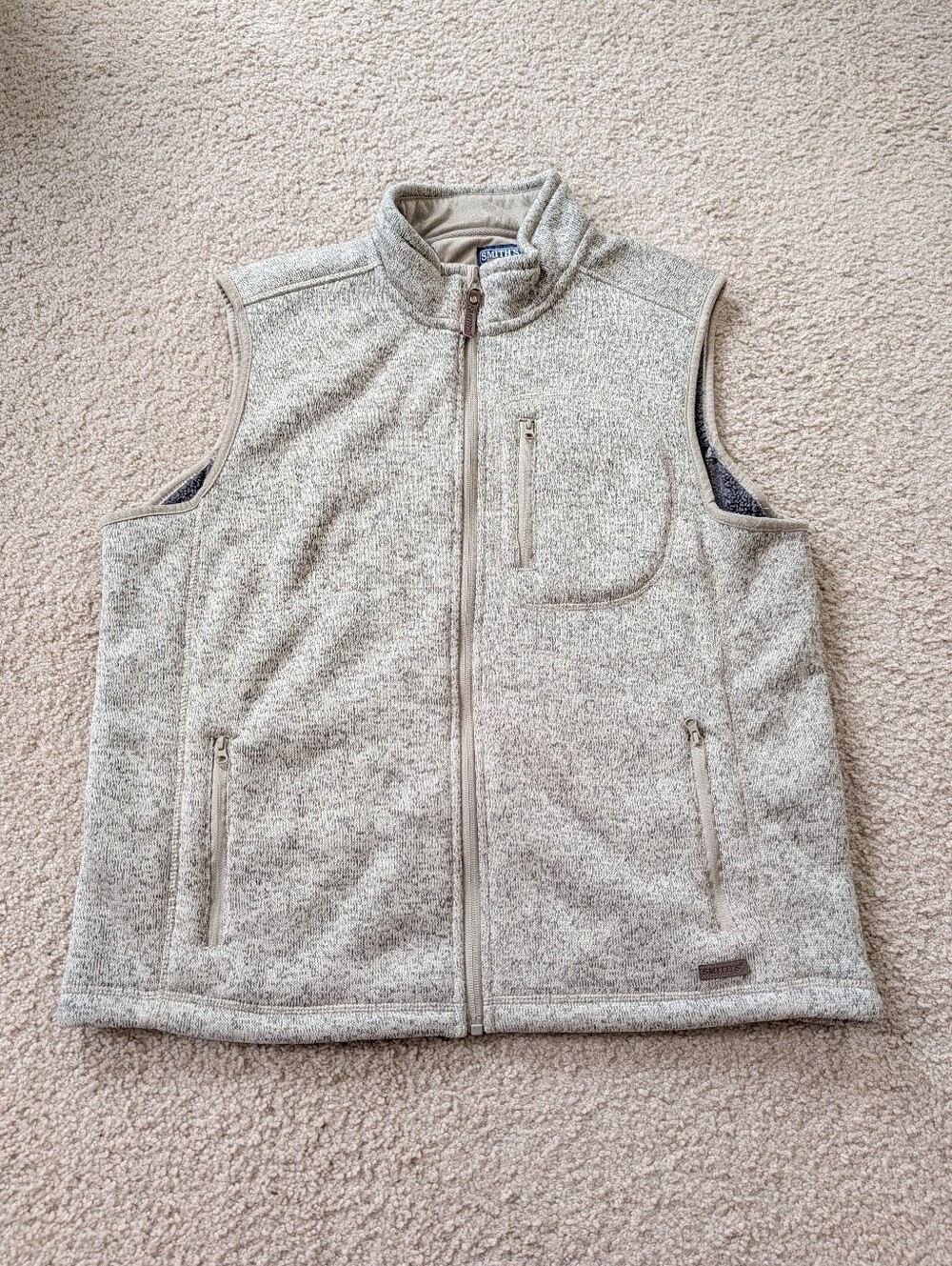 SMITH Men's Light Heather Cream Zip-Up Vest